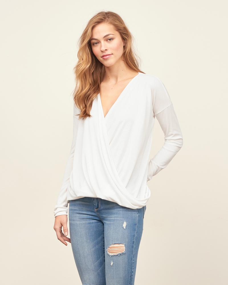 Womens Wrap Front Top | Womens New Arrivals | Abercrombie.com