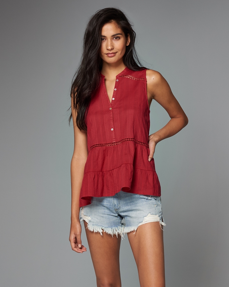 Womens Sleeveless Button-Front Shirt | Womens Tops | Abercrombie.com