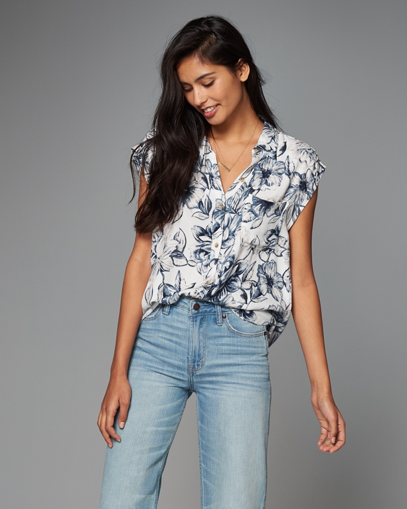 patterned short sleeve button up