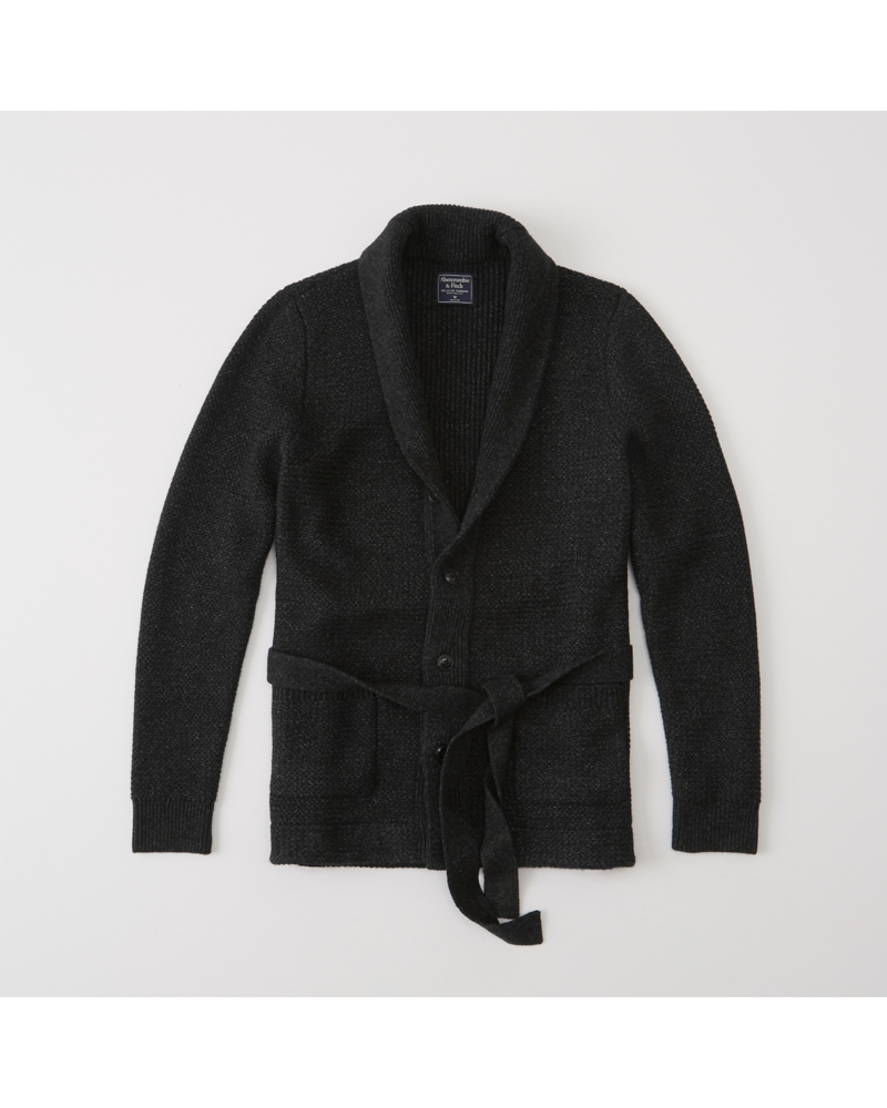 mens belted shawl cardigan