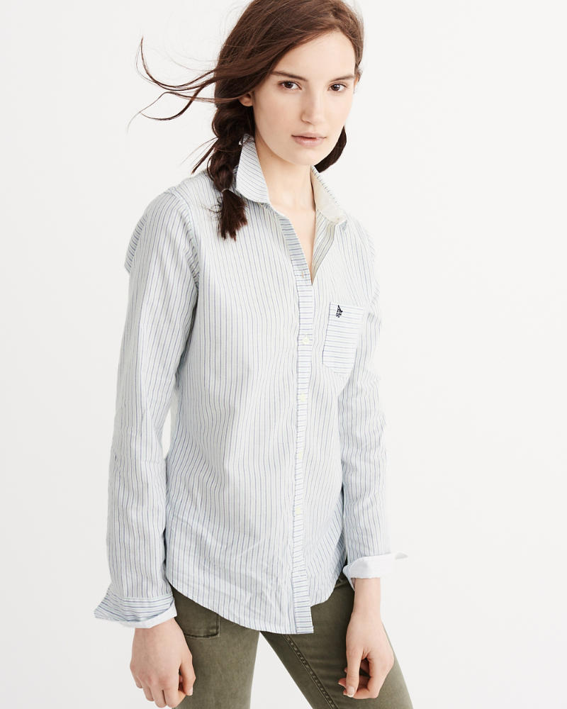 Womens Striped Oxford Shirt | Womens Tops | Abercrombie.ca