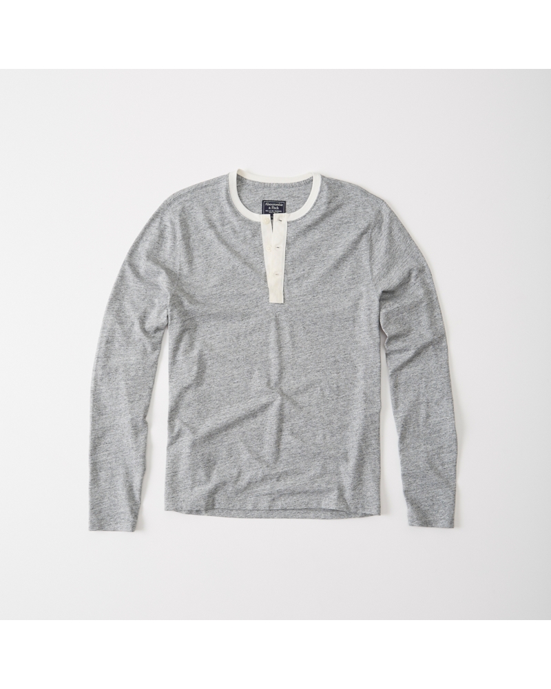 Mens LongSleeve Burnout Henley Mens Tops