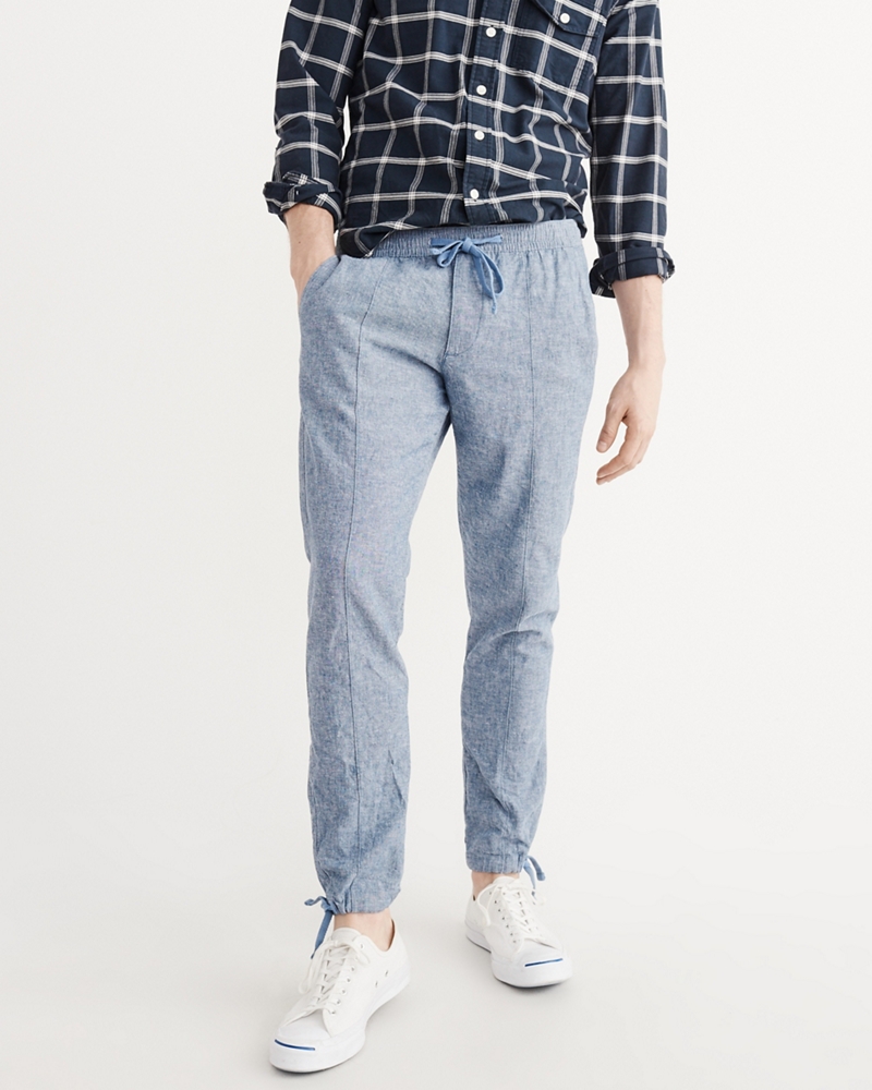 white tie waist joggers