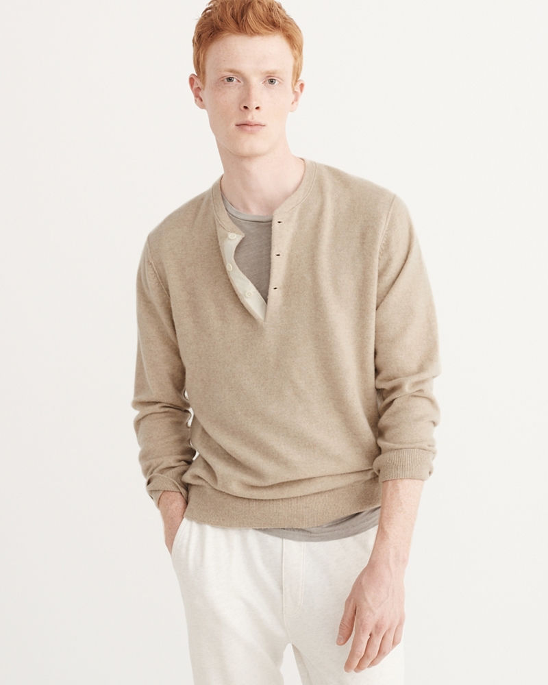 Mens Cashmere Henley Sweater Mens Tops