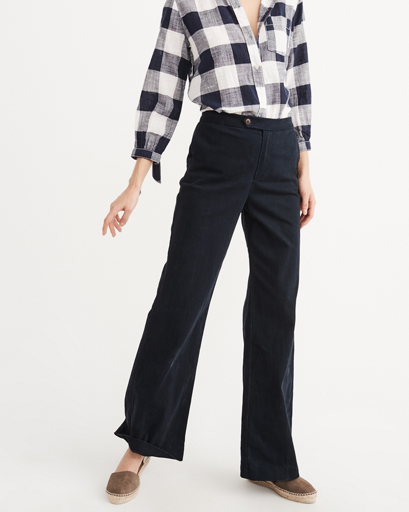 abercrombie linen wide leg pants