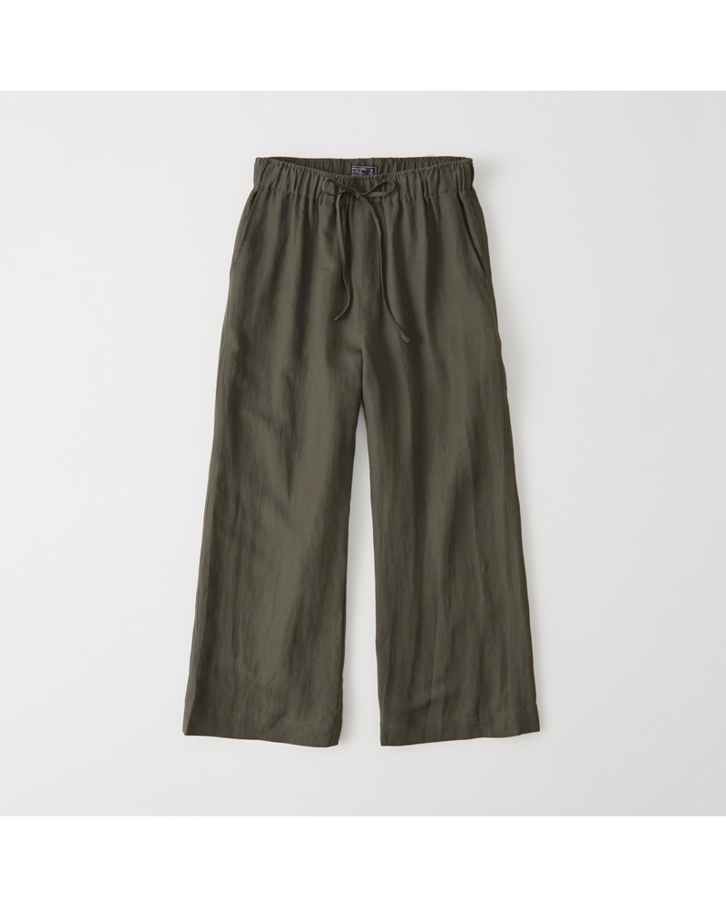 abercrombie linen wide leg pants