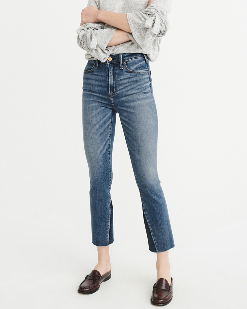 Womens High-Rise Ankle Flare Jeans | Womens Bottoms | Abercrombie.com