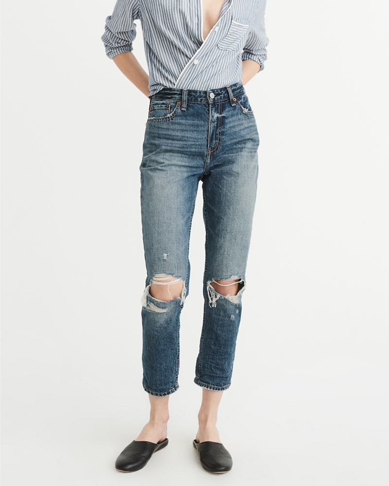 Womens High-Rise Girlfriend Jeans | Womens Bottoms | Abercrombie.com