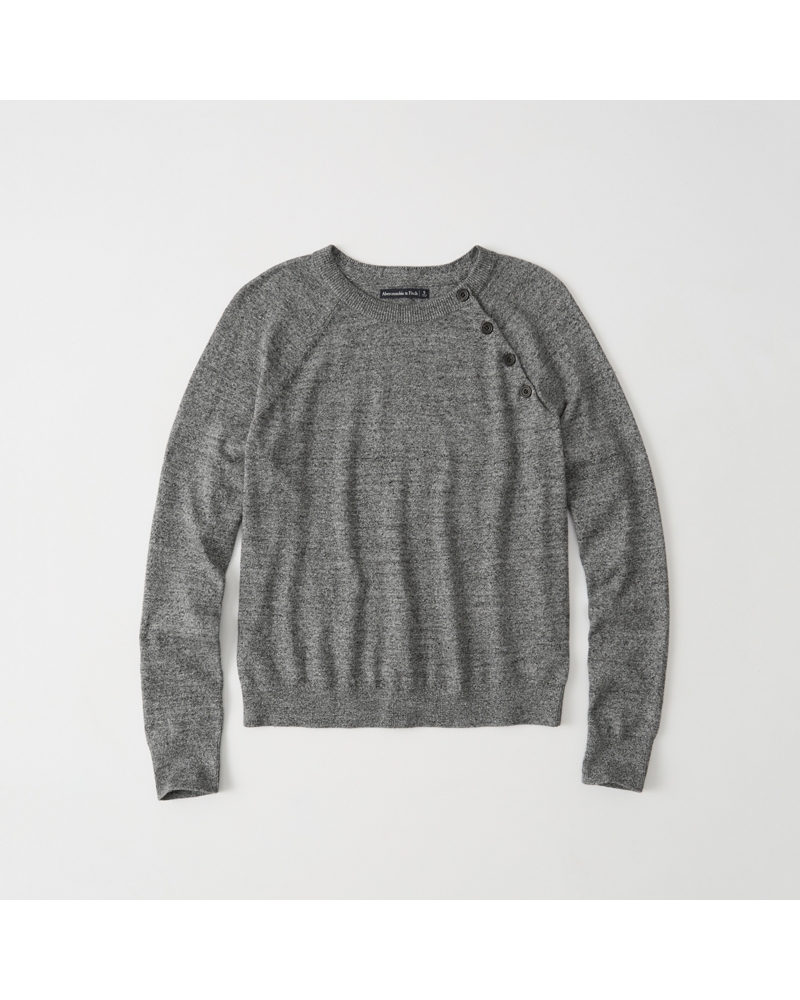 Womens Button Crewneck Sweater Womens Tops