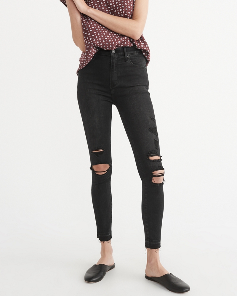 black high rise ankle jeans