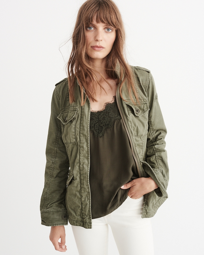 Womens Military Twill Shirt Jacket Womens Coats & Jackets