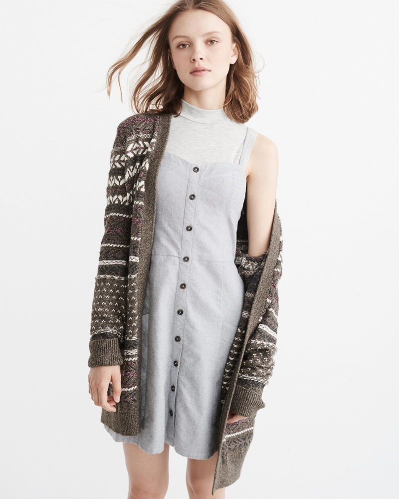 Womens Long Patterned Cardigan Womens Tops