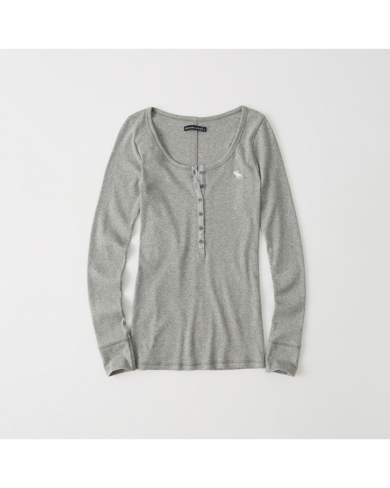 Womens LongSleeve Icon Henley Womens Tops