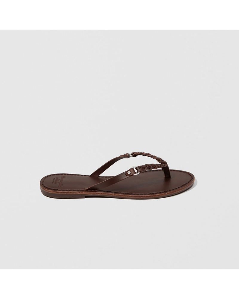 Womens Leather Braided Strap Sandals | Womens Shoes | Abercrombie.com
