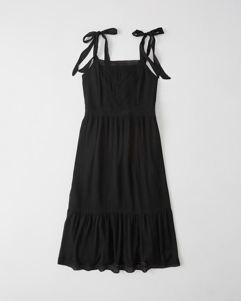 Womens Tie-Shoulder Midi Dress | Womens Dresses & Rompers | Abercrombie.com