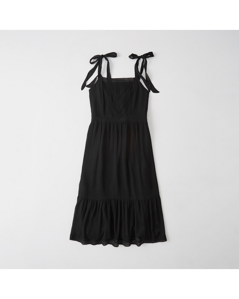 Womens Tie-Shoulder Midi Dress | Womens Dresses & Rompers | Abercrombie.com