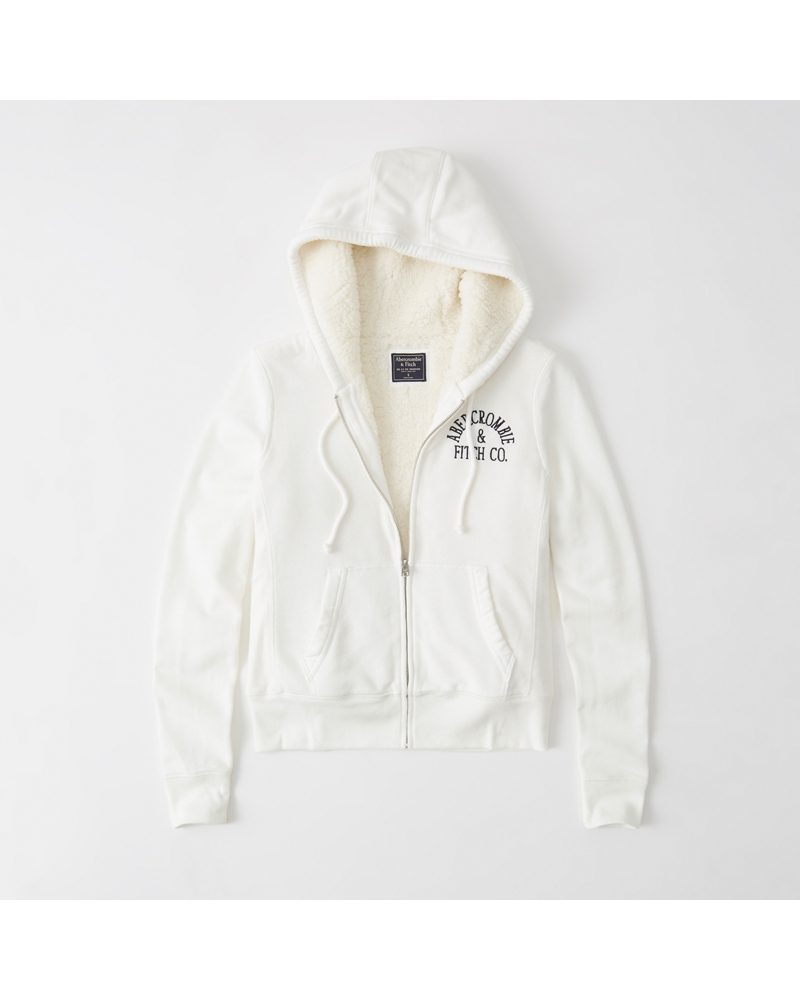 Womens Logo Sherpa Hoodie Womens Tops Abercrombie.ca