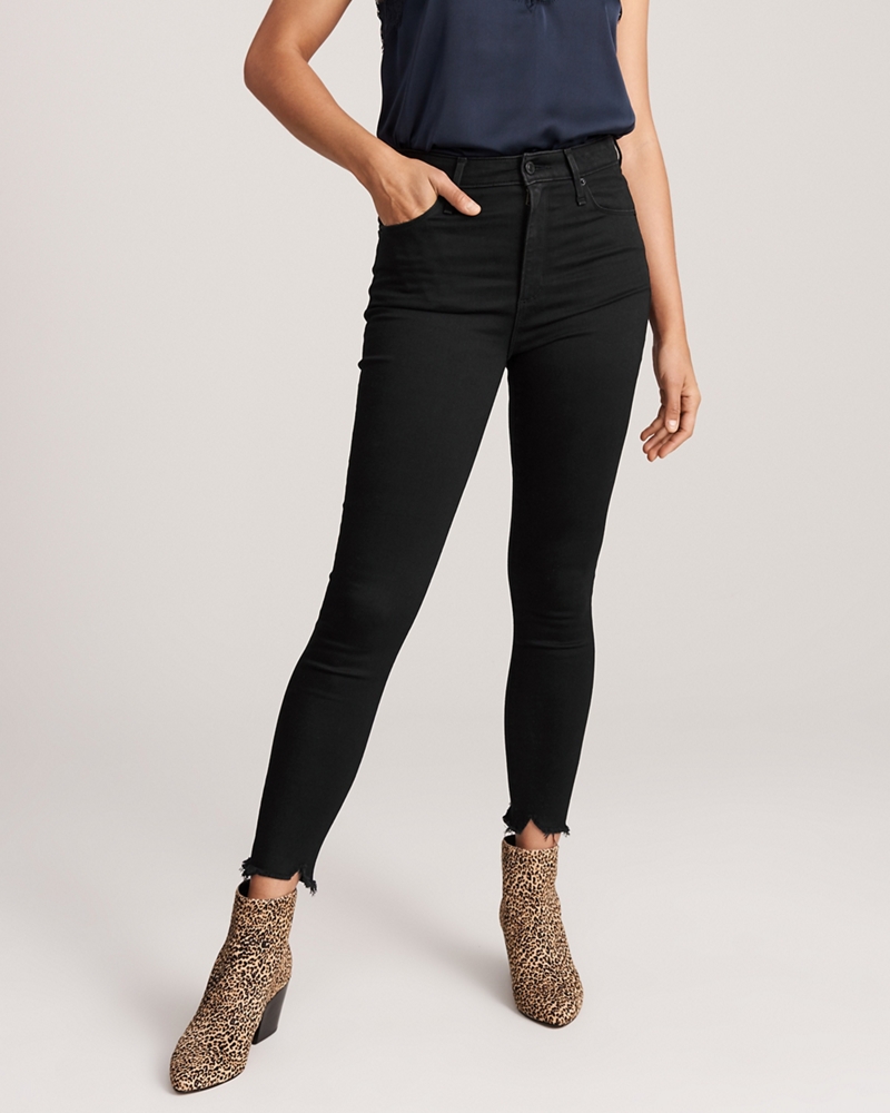 black high rise ankle jeans