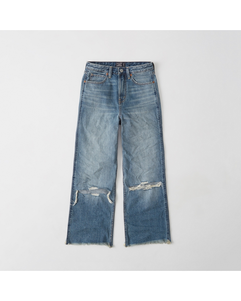 womens wide leg cropped jeans