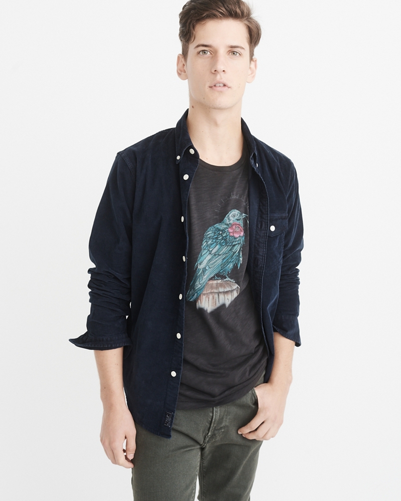 Mens Garment Dye Corduroy Shirt | Mens New Arrivals | Abercrombie.com