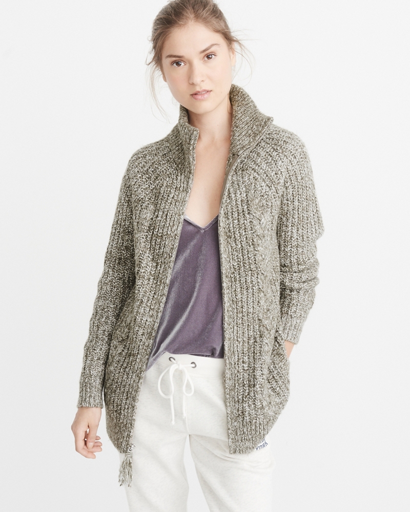 Womens Zip-Up Cable Cardigan | Womens Tops | Abercrombie.com