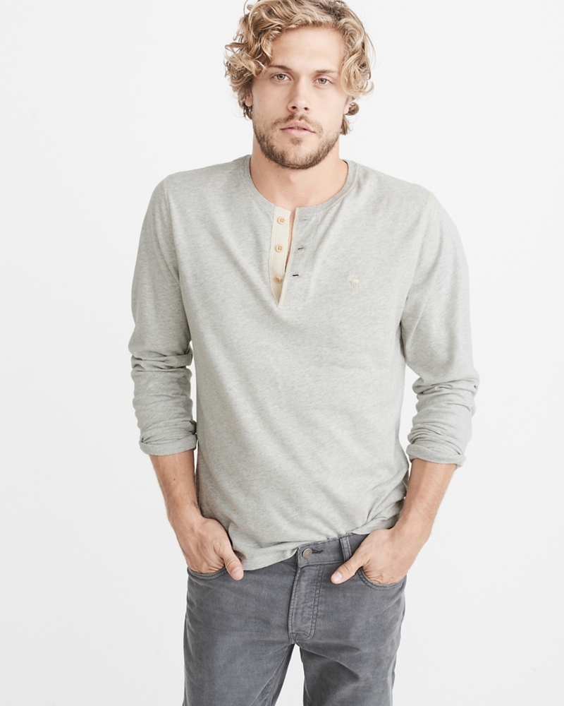 Mens LongSleeve Icon Henley Mens Tops