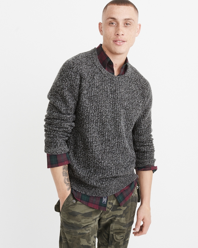 abercrombie crew neck zip sweater