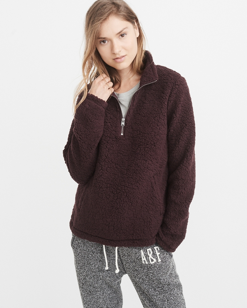 Womens Sherpa HalfZip Pullover Womens Tops