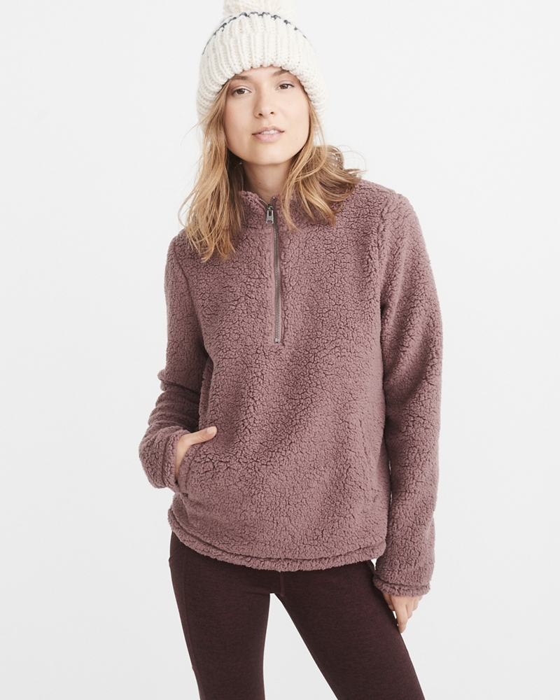 Womens Half-Zip Sherpa Pullover | Womens Coats & Jackets | Abercrombie.com