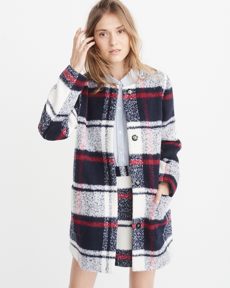 Collarless Wool-Blend Coat | Abercrombie.com