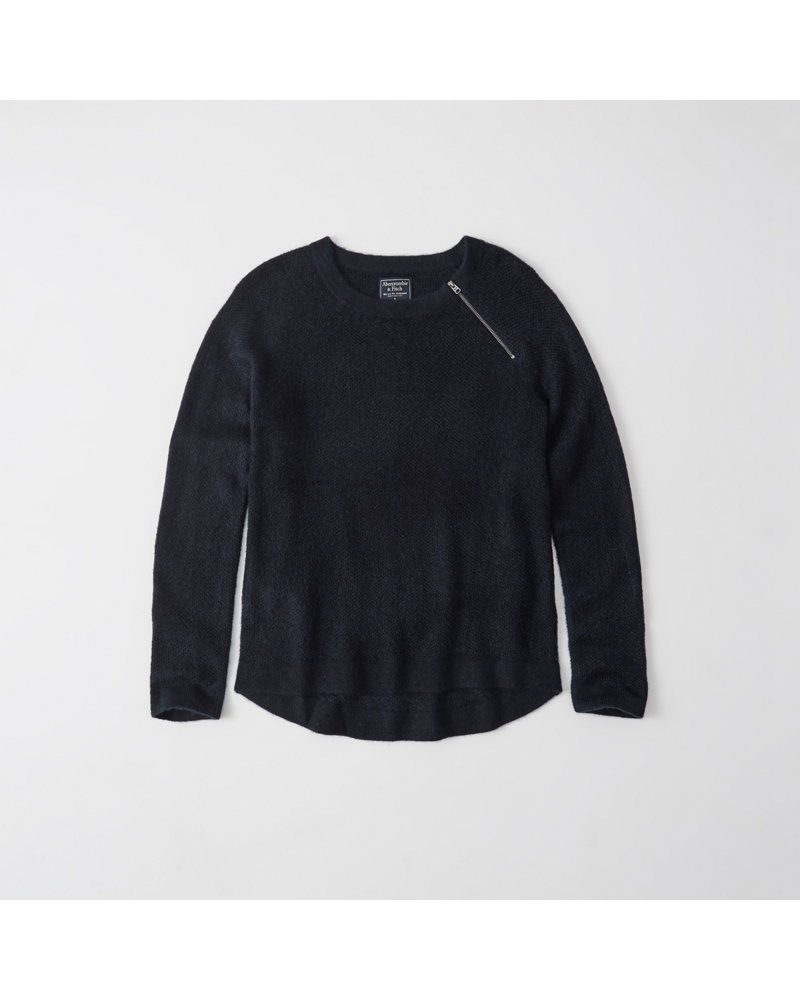 crew neck zipper sweater