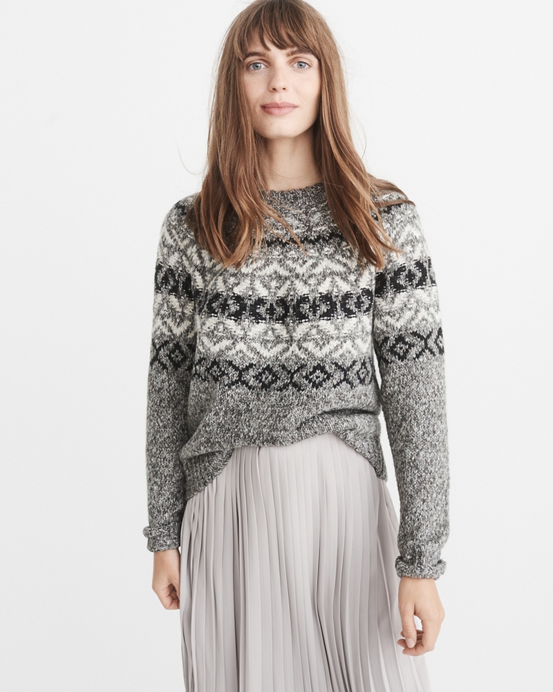 Womens Fair Isle Crew Sweater Womens Tops