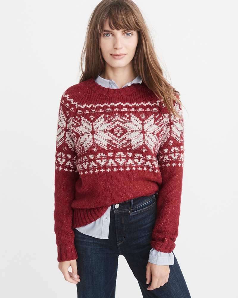 Womens Fair Isle Crew Sweater | Womens New Arrivals | Abercrombie.com