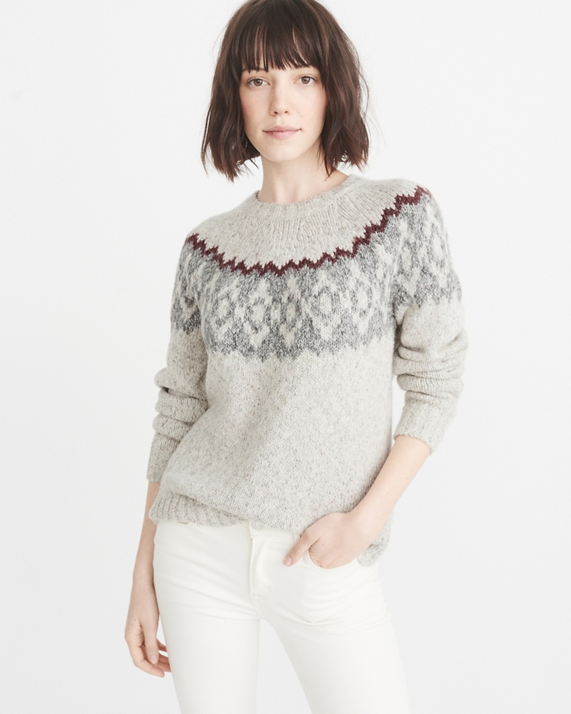 Womens Fair Isle Crew Sweater Womens Tops