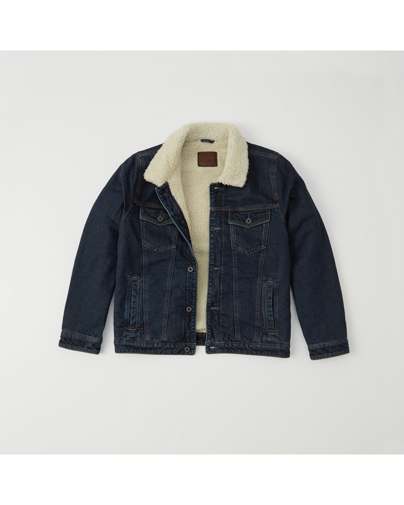 Mens SherpaLined Denim Jacket Mens Clearance