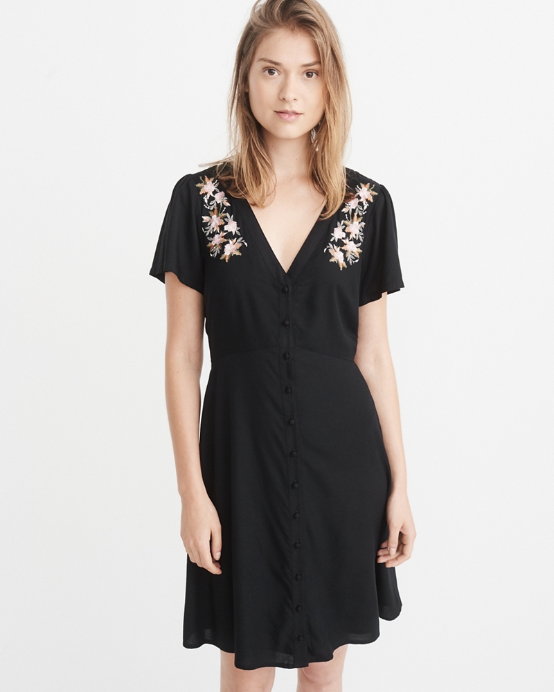 Womens Embroidered Button-Up Mini Dress | Womens New Arrivals ...