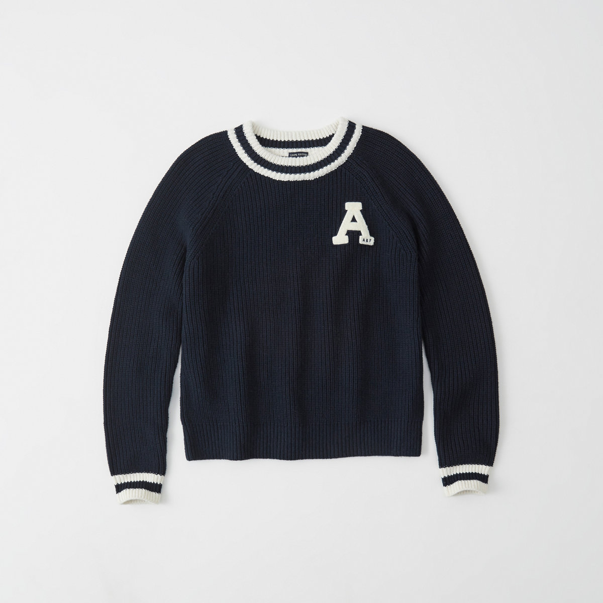 Crew neck knit varsity patch sweater