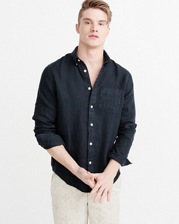 abercrombie mens linen shirt