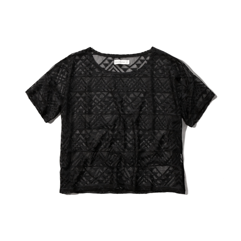 Womens Boxy Sheer Lace Tee | Womens Clearance | Abercrombie.com
