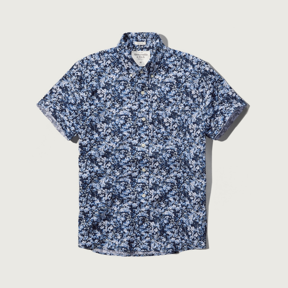 Mens Floral Print Poplin Shirt | Mens Clearance | Abercrombie.com