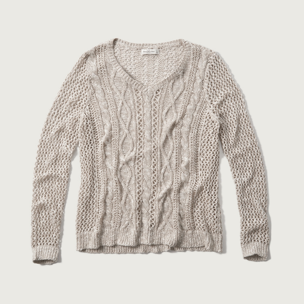 Womens Cable Knit V Neck Sweater | Womens Sweaters | Abercrombie.ca