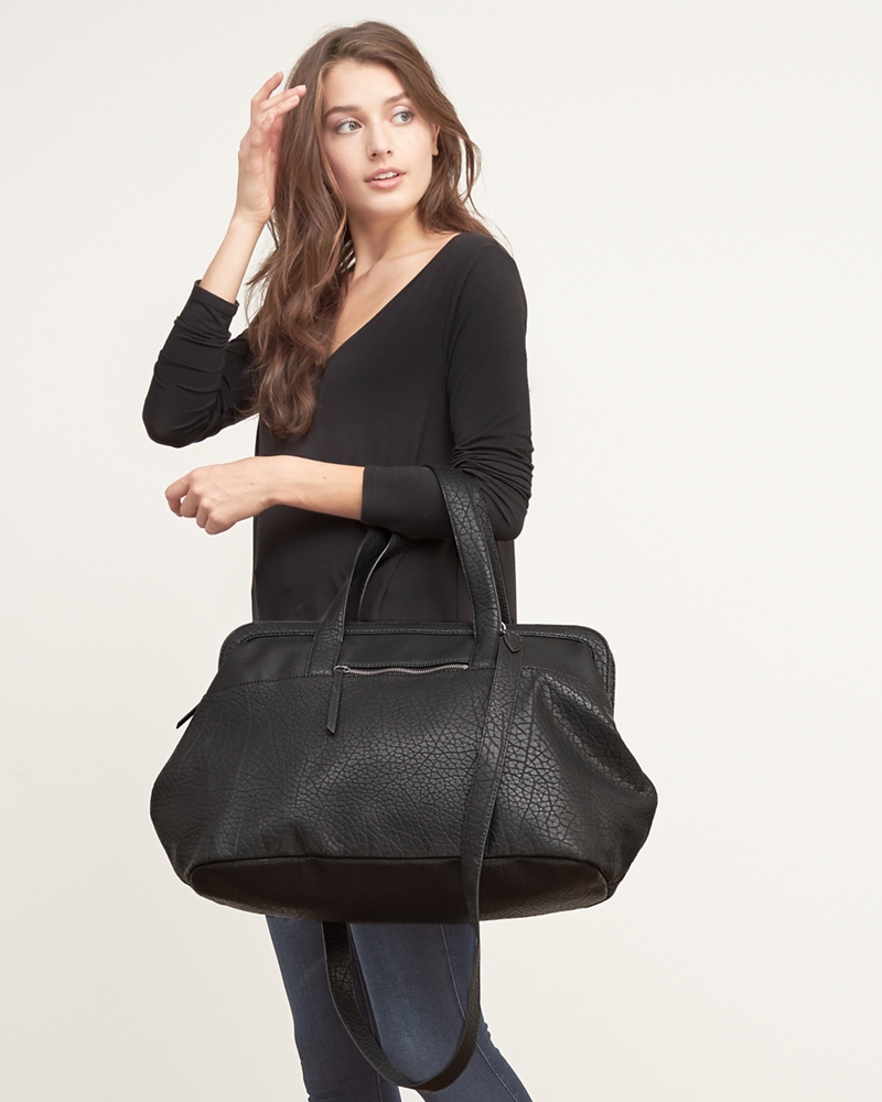 Black Leather Weekender Bag Women's | semashow.com