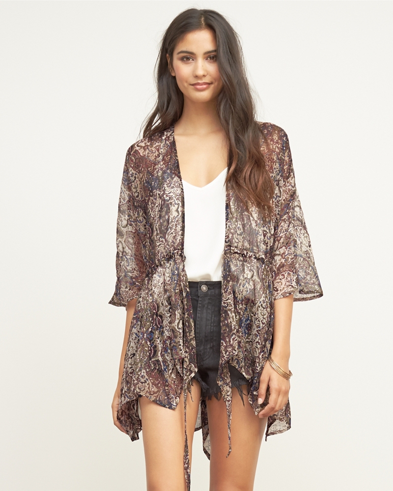 Womens Patterned Chiffon Kimono Womens New Arrivals