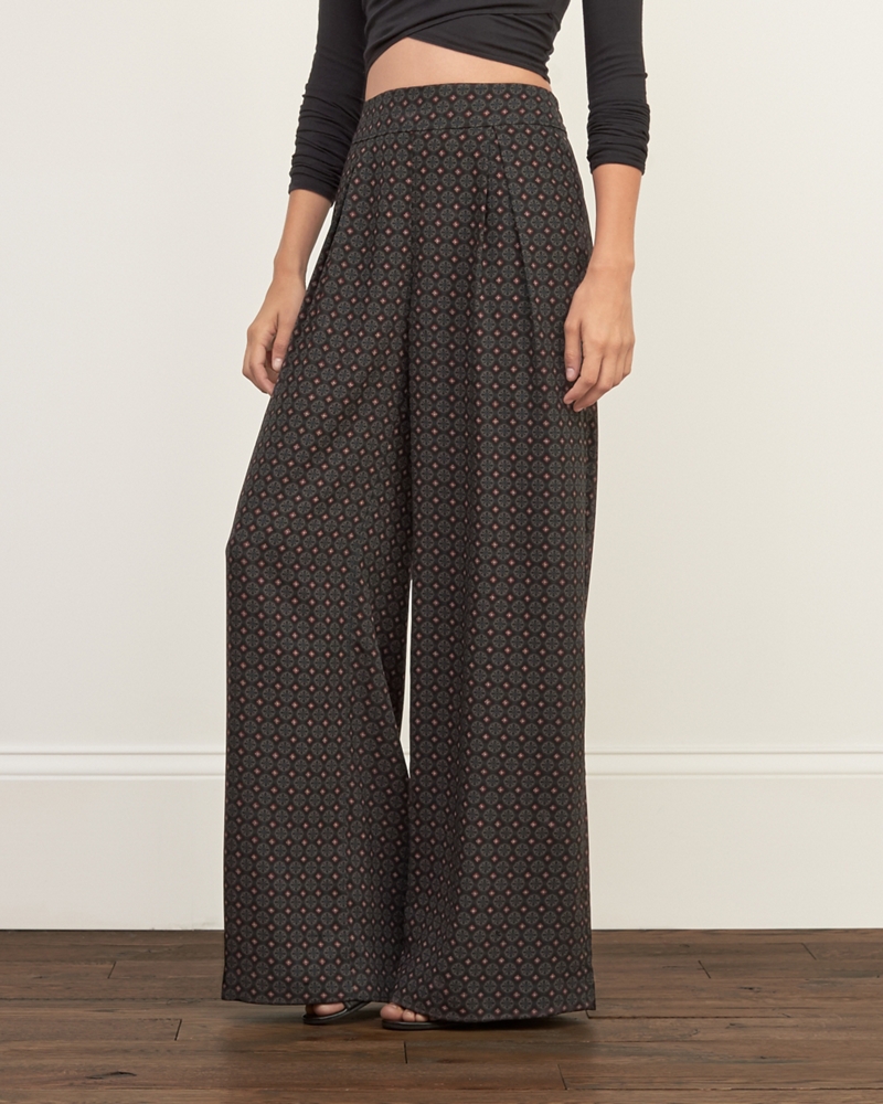 Womens Patterned Wide Leg Pants | Womens Pants | Abercrombie.com