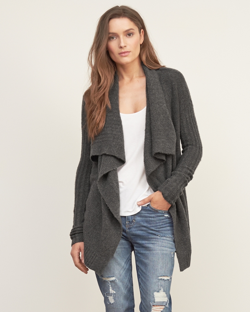 Womens Textured Drapey Cardigan | Womens Sweaters | Abercrombie.com