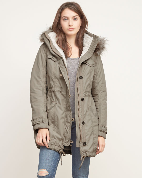 Womens Military Sherpa Lined Parka | Womens Outerwear & Jackets ...