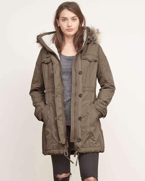Womens Military Sherpa Lined Parka