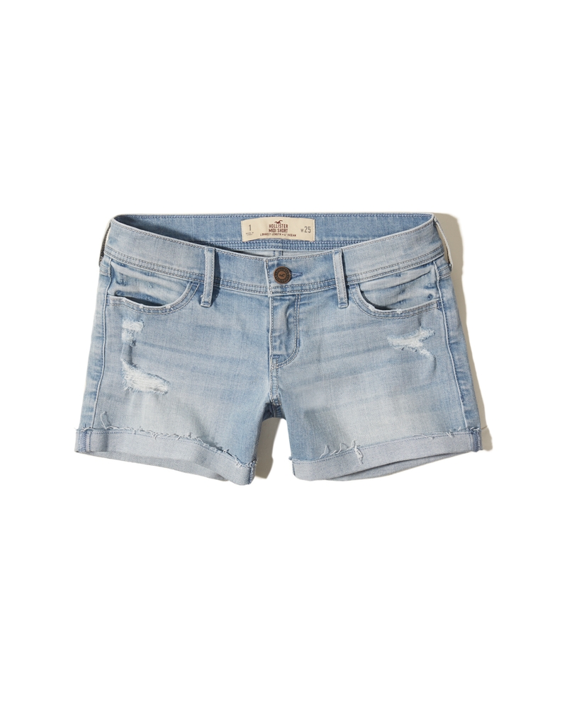 Girls Hollister Denim Midi Shorts Girls Clearance