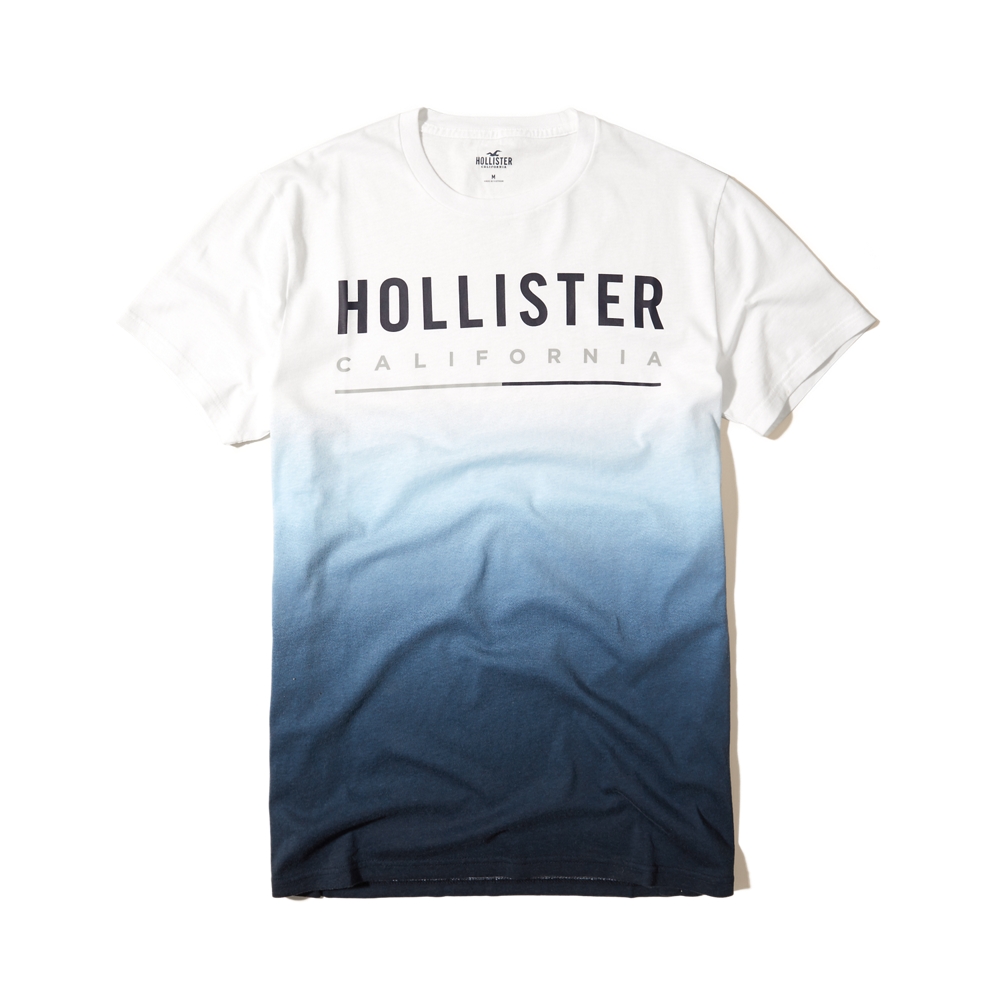 ombre print logo graphic tee hollister