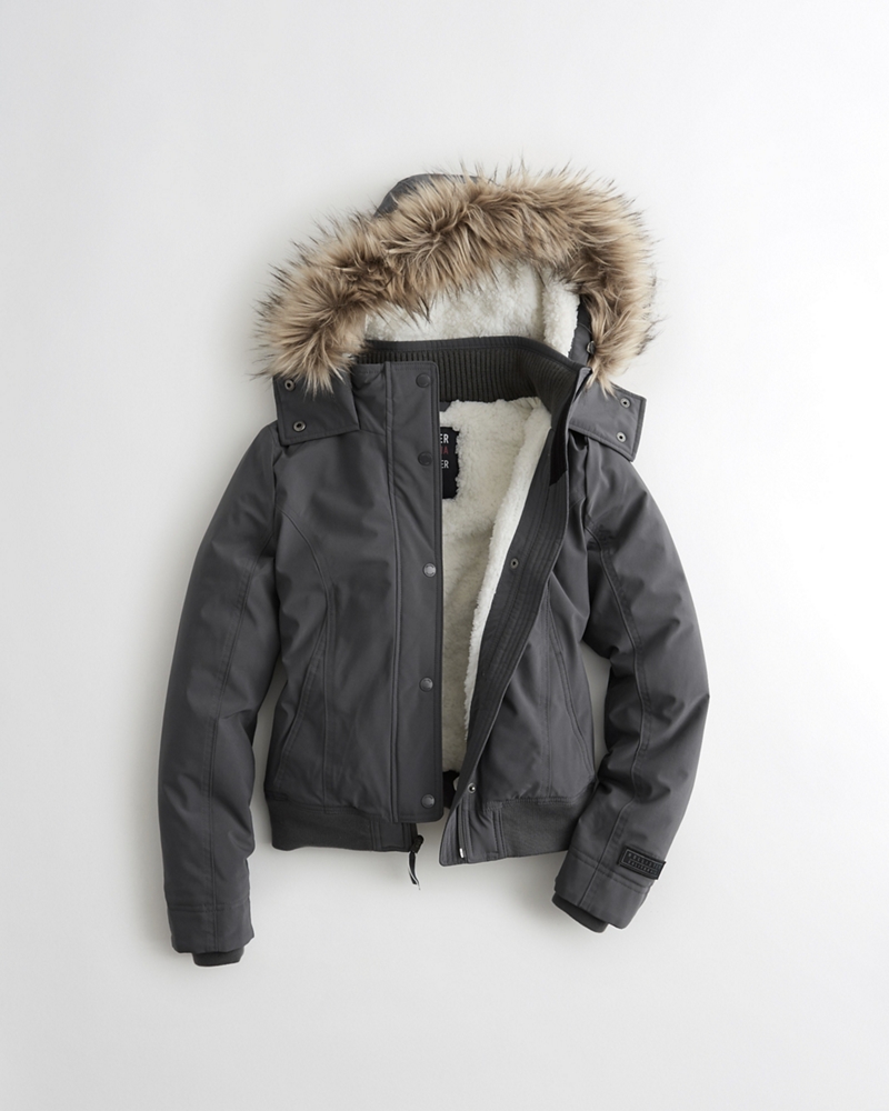 Girls Hollister AllWeather Stretch Bomber Jacket Girls Jackets